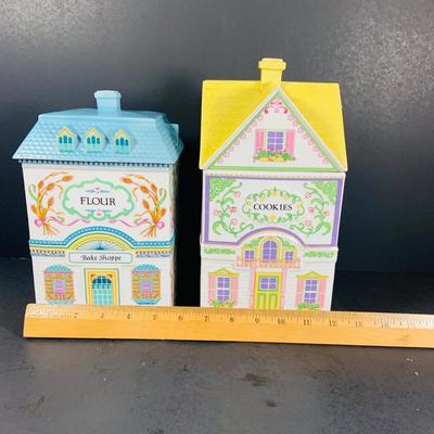 LOT 212: Lenox The Love Village Flour Canister and Cookie Jar