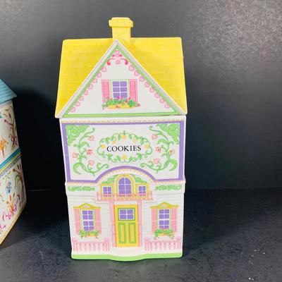 LOT 212: Lenox The Love Village Flour Canister and Cookie Jar