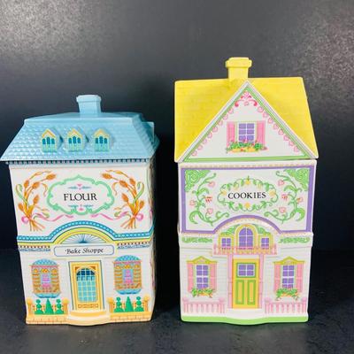 LOT 212: Lenox The Love Village Flour Canister and Cookie Jar