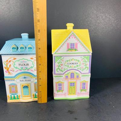 LOT 212: Lenox The Love Village Flour Canister and Cookie Jar