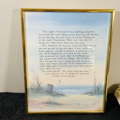 LOT 222: Beach Inspired Decor Featuring Sea Shell Bowls Loaded with Seashells, Towels and Wall Art.