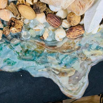 LOT. 224: Tropical Inspired Collection Including Seashell Bowl Loaded with Seashells, Seashell Plane, and a Money Tree Plant