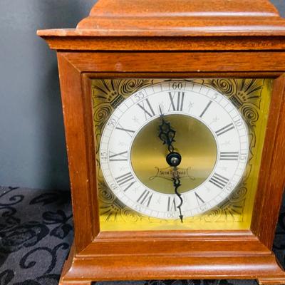 LOT 226: Seth Thomas Mechanical Mantle Clock and Glass Galileo Thermometer