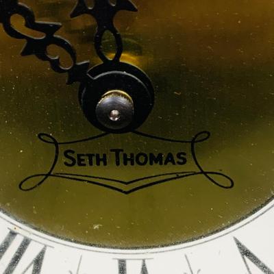 LOT 226: Seth Thomas Mechanical Mantle Clock and Glass Galileo Thermometer