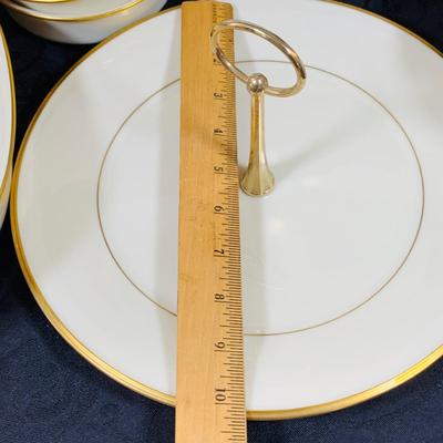LOT 228: Lenox Eternal China Service Plater, Gravy Boat, Serving Dish with Handle (2) Serving Bowls and (8) Soup Bowl