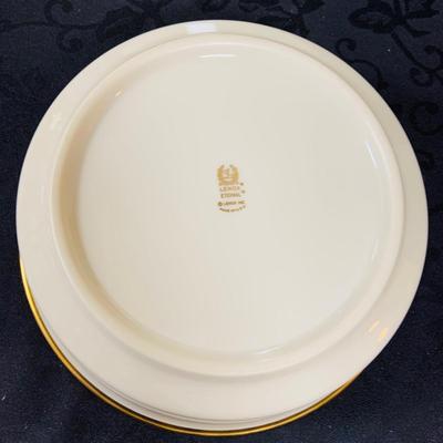 LOT 228: Lenox Eternal China Service Plater, Gravy Boat, Serving Dish with Handle (2) Serving Bowls and (8) Soup Bowl