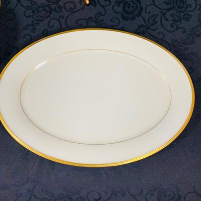 LOT 228: Lenox Eternal China Service Plater, Gravy Boat, Serving Dish with Handle (2) Serving Bowls and (8) Soup Bowl