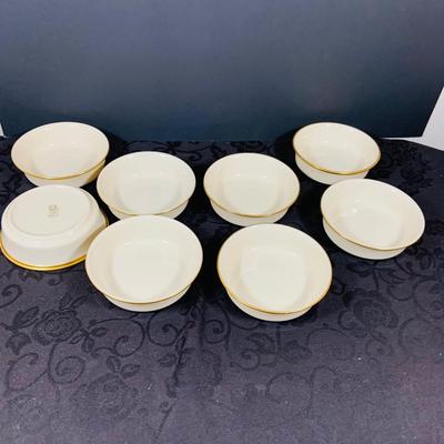 LOT 228: Lenox Eternal China Service Plater, Gravy Boat, Serving Dish with Handle (2) Serving Bowls and (8) Soup Bowl