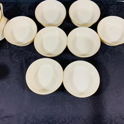 LOT Lenox Enteral China Serving Platter (2) Serving Bowls, Creamer and Sugar Bowl with Lid, Salt Shaker and Pepper Grinder and 8 Soup Bowls