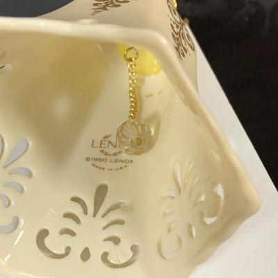 LOT 230: Lenox Holiday Decor Including Three (3) Candle Holder In Original Box, Holiday Paneled Bowl, Snowman Candy Tray 1990 Bell and...