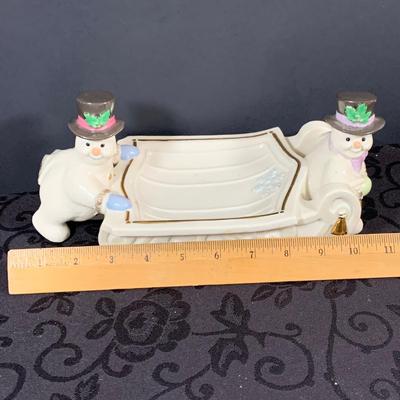 LOT 230: Lenox Holiday Decor Including Three (3) Candle Holder In Original Box, Holiday Paneled Bowl, Snowman Candy Tray 1990 Bell and...