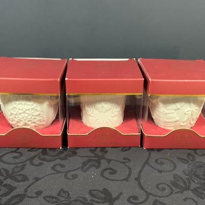 LOT 230: Lenox Holiday Decor Including Three (3) Candle Holder In Original Box, Holiday Paneled Bowl, Snowman Candy Tray 1990 Bell and...