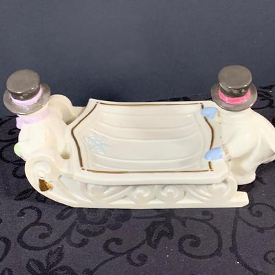 LOT 230: Lenox Holiday Decor Including Three (3) Candle Holder In Original Box, Holiday Paneled Bowl, Snowman Candy Tray 1990 Bell and...