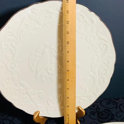 LOT 232: Collection of Lenox Featuring Anniversary Plate, Chateau Collection Serving Platter with Center Handle, Fruits of Life Bowl,...