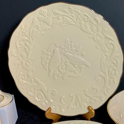 LOT 232: Collection of Lenox Featuring Anniversary Plate, Chateau Collection Serving Platter with Center Handle, Fruits of Life Bowl,...