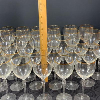 LOT Collection of Lenox Gold Trimmed Stemware - 15 Goblets and 14 Wine Glasses