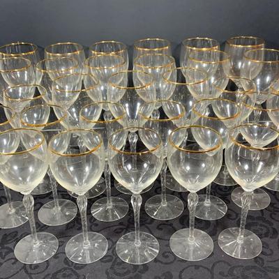 LOT Collection of Lenox Gold Trimmed Stemware - 15 Goblets and 14 Wine Glasses