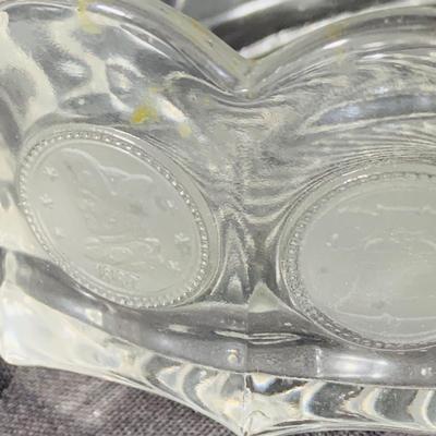LOT 235: Small Tiffany Clear Crystal Bowl and Fostoria Coin Oval Bowl