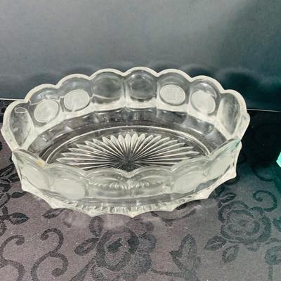 LOT 235: Small Tiffany Clear Crystal Bowl and Fostoria Coin Oval Bowl