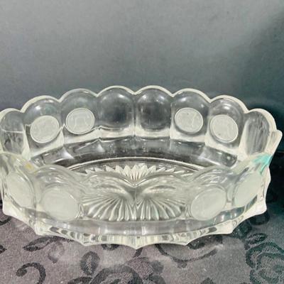 LOT 235: Small Tiffany Clear Crystal Bowl and Fostoria Coin Oval Bowl