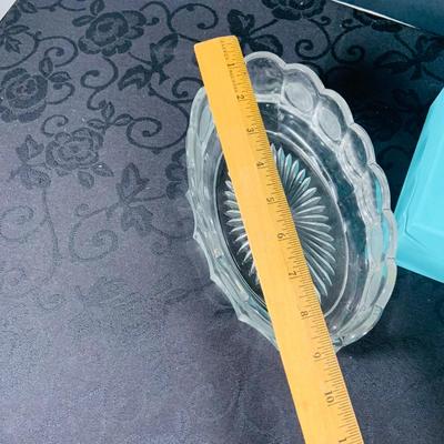 LOT 235: Small Tiffany Clear Crystal Bowl and Fostoria Coin Oval Bowl