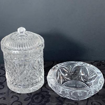LOT 236: Collection of Crystal Pieces - Horn Cornucopia, Bowl, Jar and Ashtray