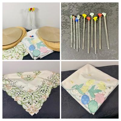LOT 239: Spring Inspired Collection Forever Including Linen, Placemats sand Glass Drink Stirrer