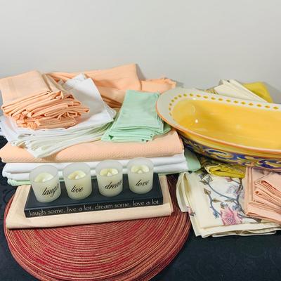LOT 240: Large Selection of Lines -Table Cloths, Napkins and: Home Decor