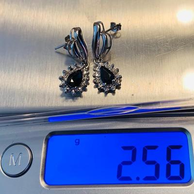 LOT 242: White Gold 14K Blue Gemstone Earrings 2.56 gtw