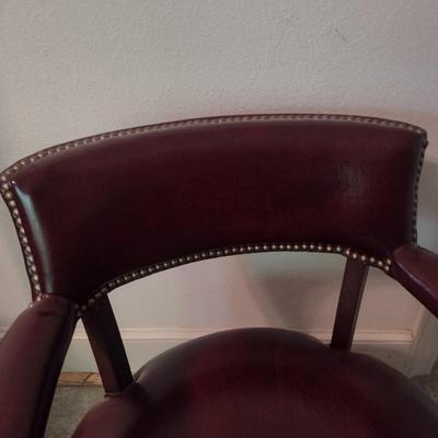 Pair of Wood Framed Faux Leather with Brass Tack Accents Sitting Chairs Choice A