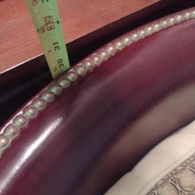Pair of Wood Framed Faux Leather with Brass Tack Accents Sitting Chairs Choice B