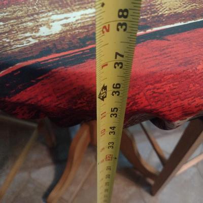 Three Piece Pine Wood Pedestal Table and Chair Set Pub Height