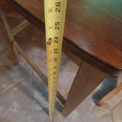 Three Piece Pine Wood Pedestal Table and Chair Set Pub Height