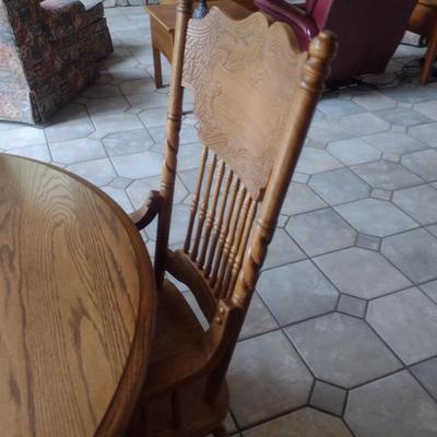 Oak Dining Table with Eight Matching Chairs