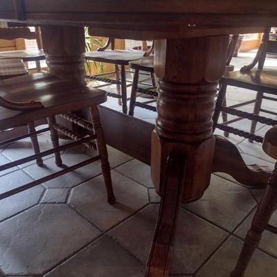 Oak Dining Table with Eight Matching Chairs