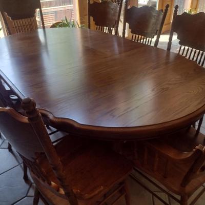 Oak Dining Table with Eight Matching Chairs