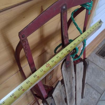 Vintage Wood Slat Metal Runner Snow Sled