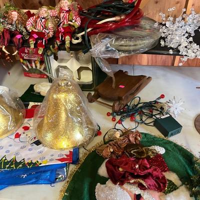Sale Photo Thumbnail #164: Christmas ornaments, metal tree, and more.