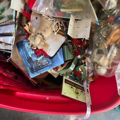 Sale Photo Thumbnail #168: Christmas ornaments, metal tree, and more.
