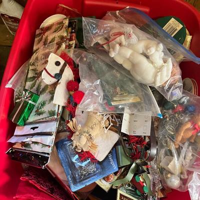 Sale Photo Thumbnail #166: Christmas ornaments, metal tree, and more.