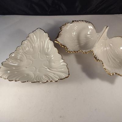 Pair of Lenox Ivory and Gold Rim Candy/Nut Dishes