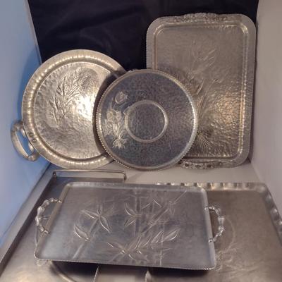 Collection of Vintage Metal Serving Trays