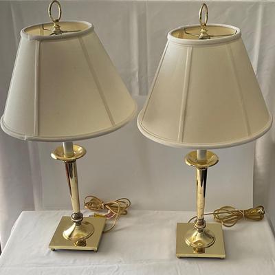 Two Brass Lamps, 27in H