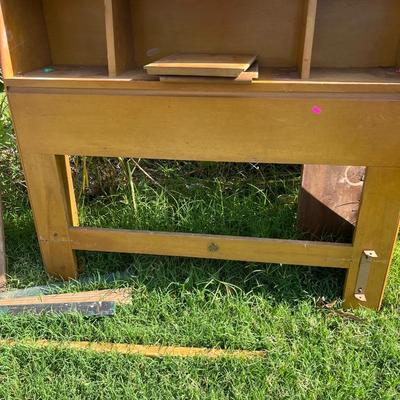 Sale Photo Thumbnail #199: Twin MCM headboard, wood, paint supplies and yard tools