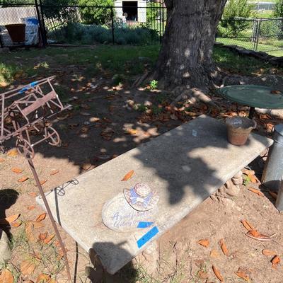 Sale Photo Thumbnail #218: Concrete bench and yard art