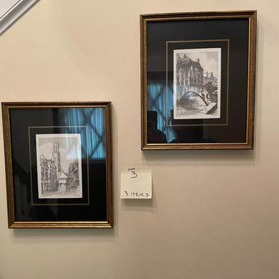 Sale Photo Thumbnail #10: 3Prints - 3 Signed Prints.  2 are litho prints by Guiline C. "Rik Axe", signed and numbered  - 3 items total