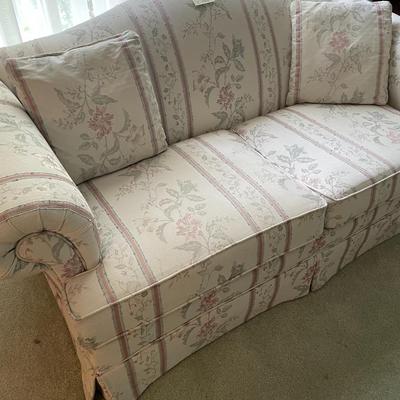 Sale Photo Thumbnail #18: Beige Loveseat with flowers - includes 2 matching sofa pillows