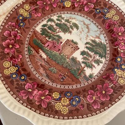 Sale Photo Thumbnail #54: 6 Delft Spode Castle Garden Plates