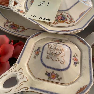Sale Photo Thumbnail #66: Sheraton Ivory Tea Set & Serving pieces along with Depression glass plus. 