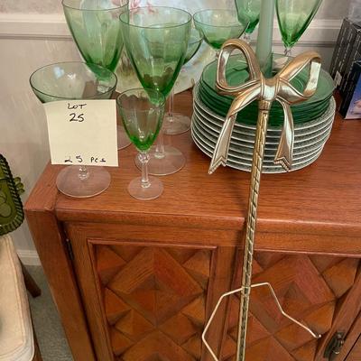 Sale Photo Thumbnail #79:  Set of 8 winterthur dessert set, brass plate holder, along with a virety of other items - 25 pieces 